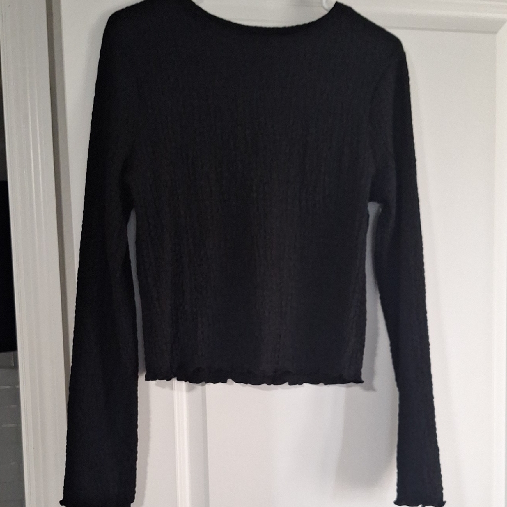 a new day Black Textured Long Sleeve Top